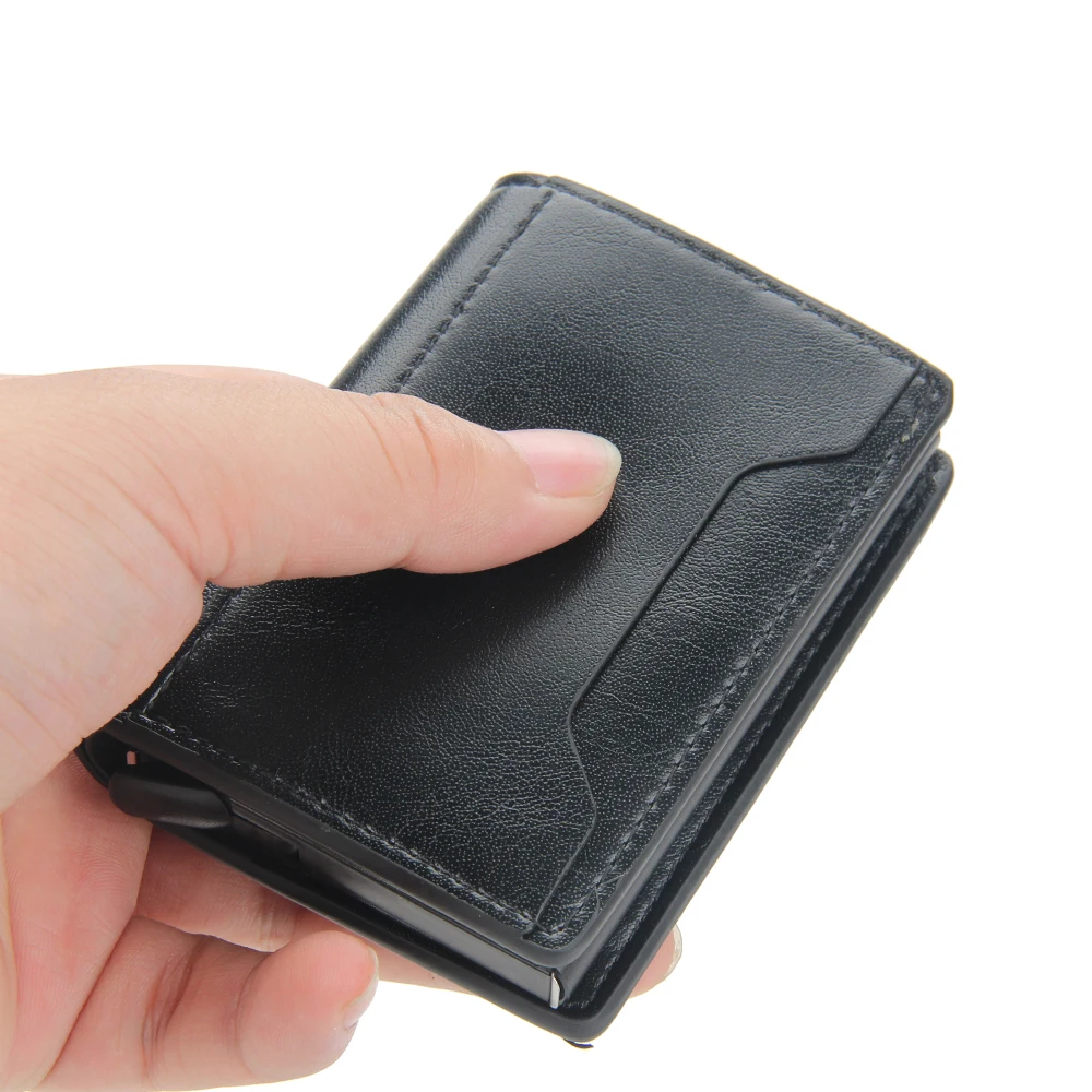 Кошелек мужской с Rfid-защитой маленький бумажник тройного сложения алюминиевый