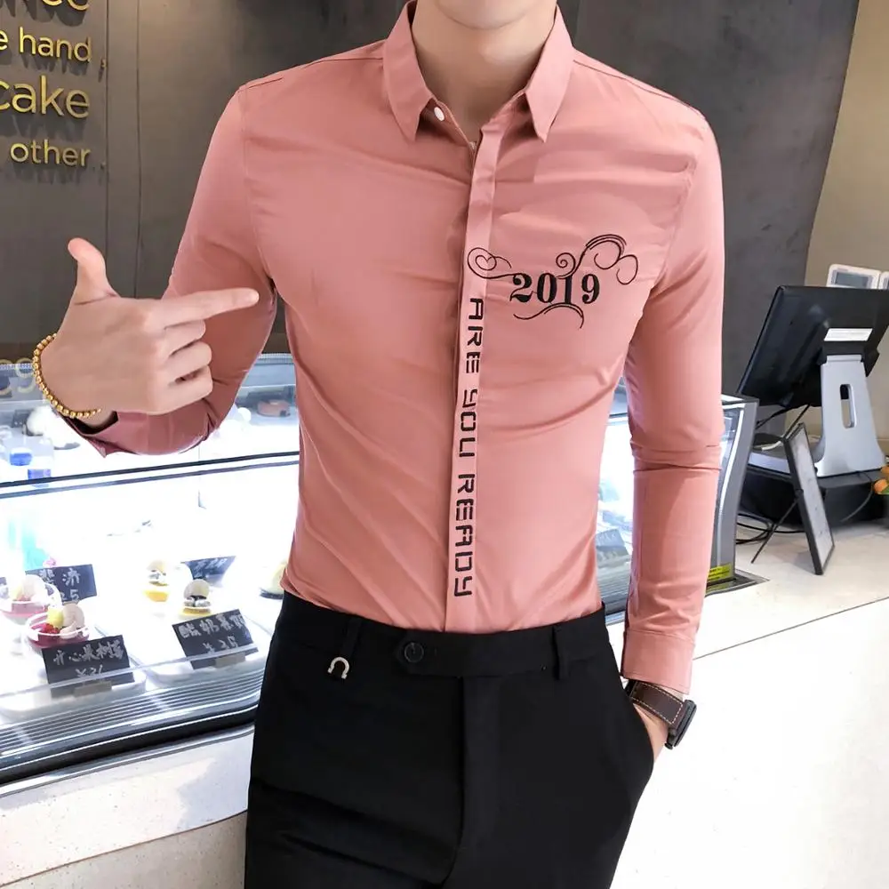 Модная Осенняя рубашка 2019 Мужская строгая Деловая одежда мужские соцрубашки