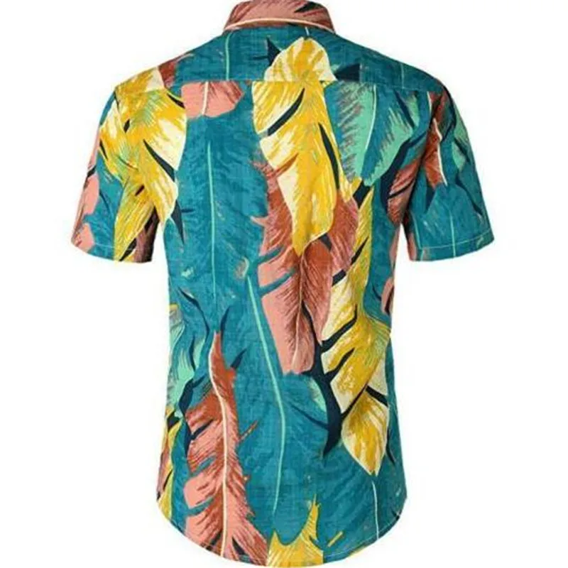 Новые мужские Гавайские рубашки летняя с цветочным принтом Пляжная рубашка