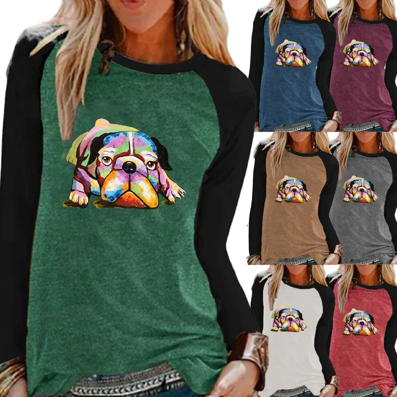 

Женская Осенняя Модная Повседневная рубашка с круглым вырезом и длинным рукавом