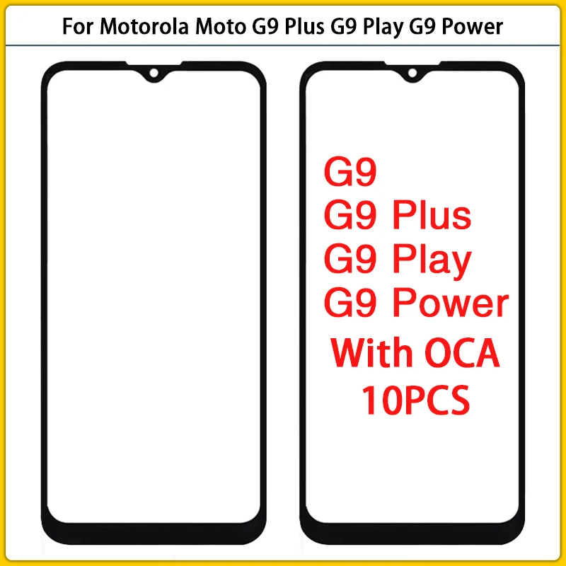 

10PCS For Motorola Moto G9 Plus Play Touch Screen LCD Front Outer Glass Lens G9 Power Touchscreen Glass Panel OCA Replacement