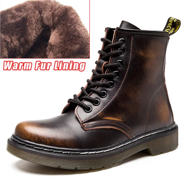 Brown Fur Модные женские ботильоны; ботинки для влюбленных; женские Ботинки martin из натуральной кожи; зимние ботинки; женская обувь; ботинки; большой размер 43 - Цвет: Brown Fur