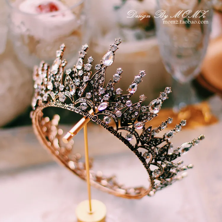 

New Style black white Baroque round circle tiara Hair Accessories Bride Crown Headdress wedding hair Ornament