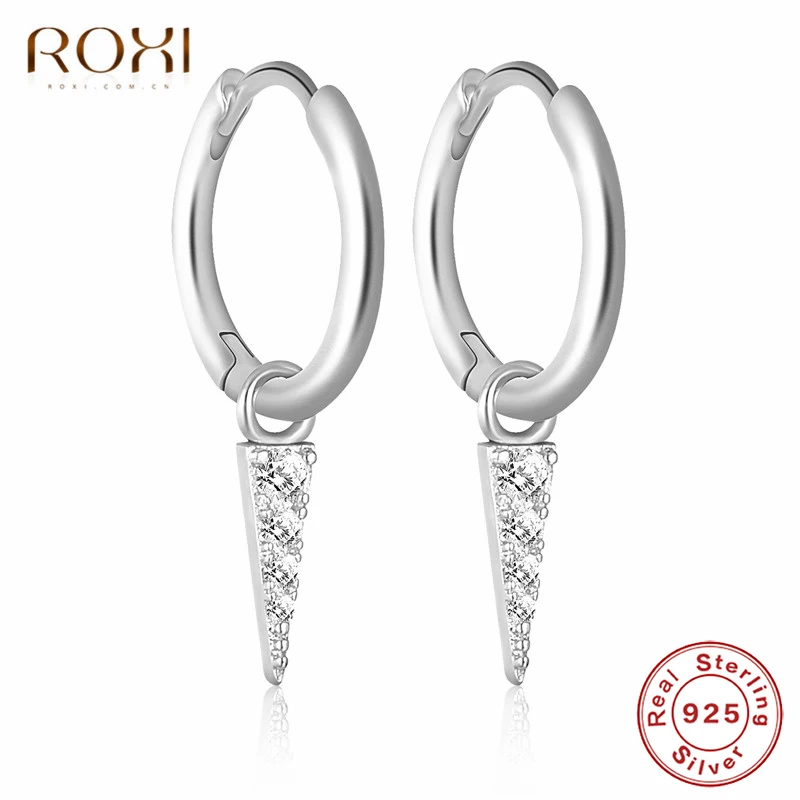 ROXI модные корейские ювелирные изделия простая серьга геометрической формы 925 пробы Серебряный треугольник кулон серьги гвоздики для женщин ювелирные изделия