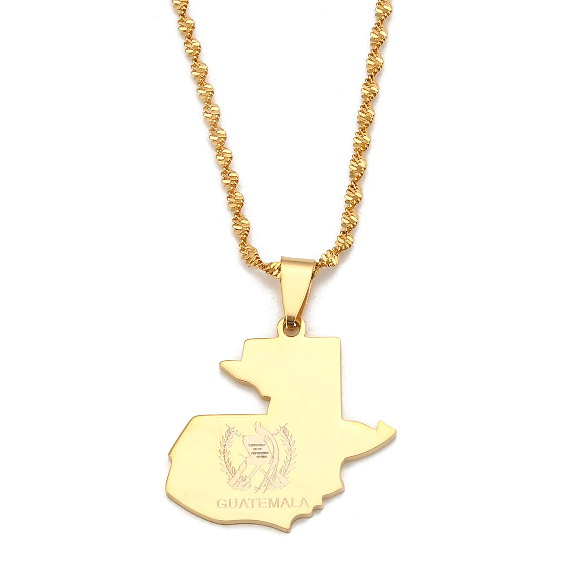 Модное ожерелье из нержавеющей стали с подвеской картой Гватемалы цепочка