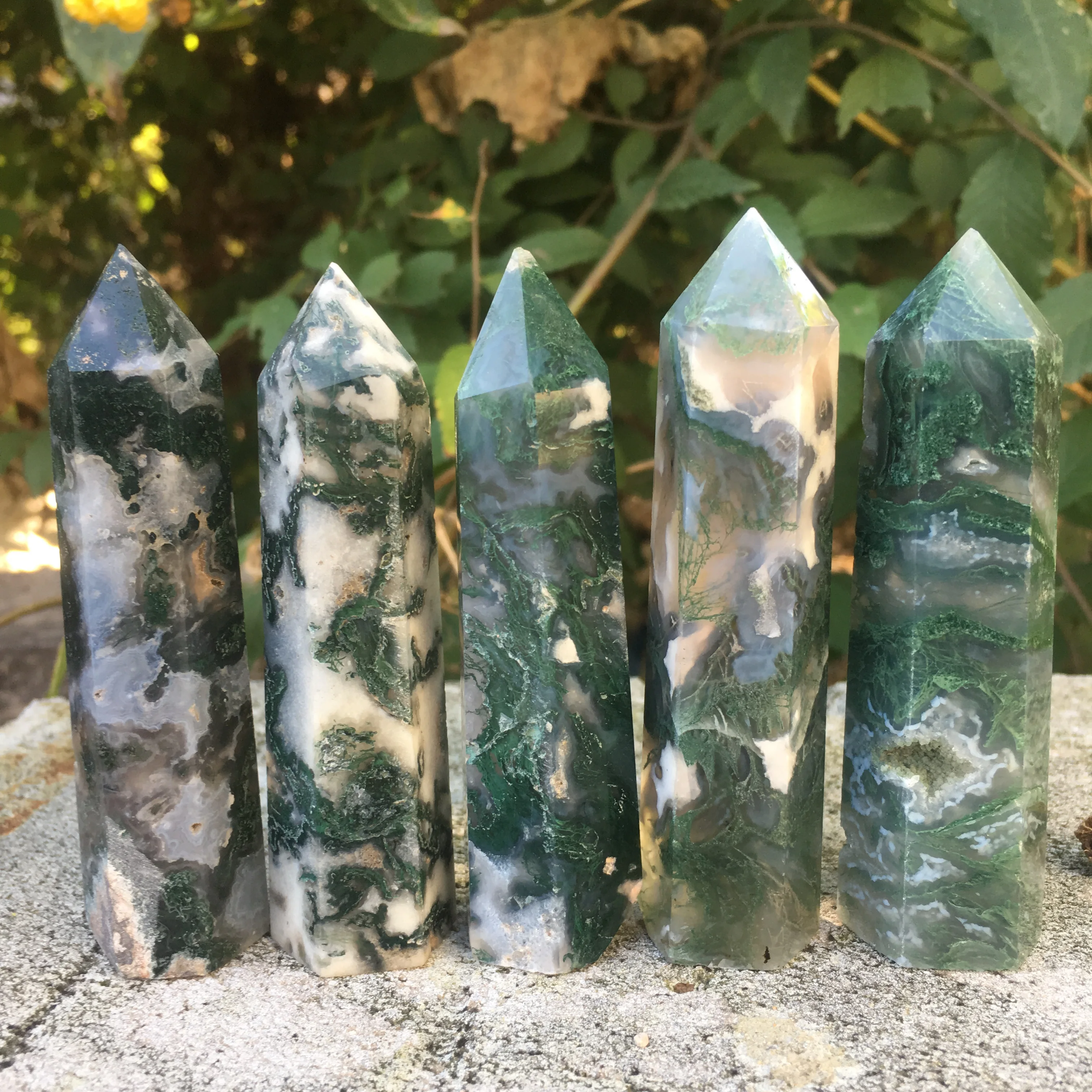 

natural crystals healing stones wand gemstone druzy moss agate crystal point tower for decoration