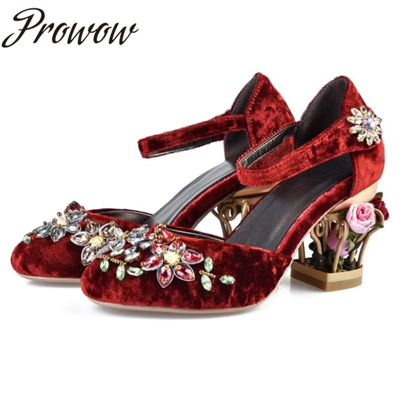 

Prowow Round Toe Caged Heel High Heel Pumps Shoes Ladies