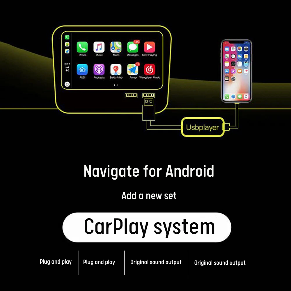 

Wired CarPlay IOS /Android Auto Carplay Smart Link USB Dongle Mini USB Carplay Stick Module Car Navigation Player
