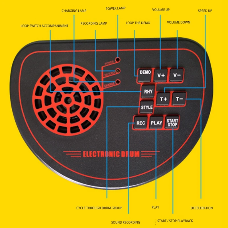 

Electronic Drum Set - Practice Drum Pad Roll Up Potable Drum Kit with Headphone Jack Built-in Speaker Drum Sticks