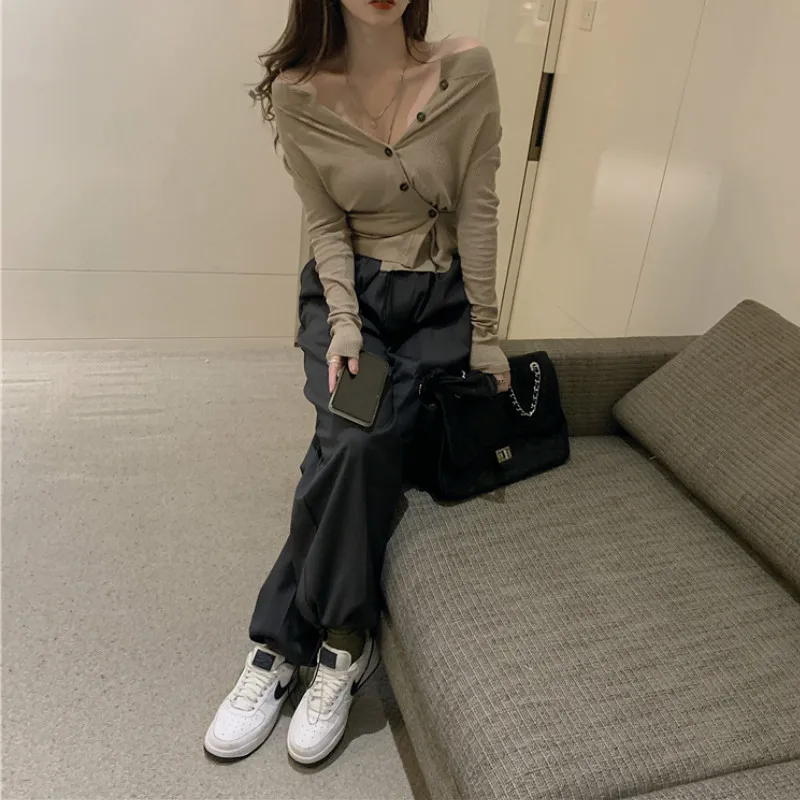 

Cardigan Sweater Women Soft Chic Leisure Solid Single Breasted Slim Simple Ladies All-match Fashion Fit College Korean Style
