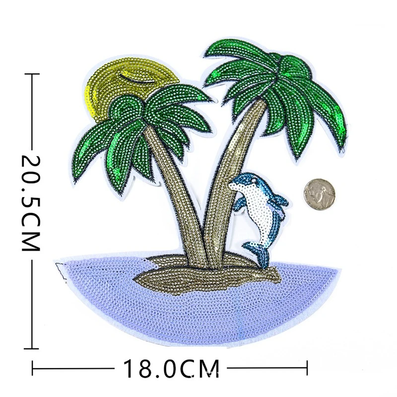 Большая Кокосовая пальма блестки красивые нашивки вышитые утюгом на Дельфине