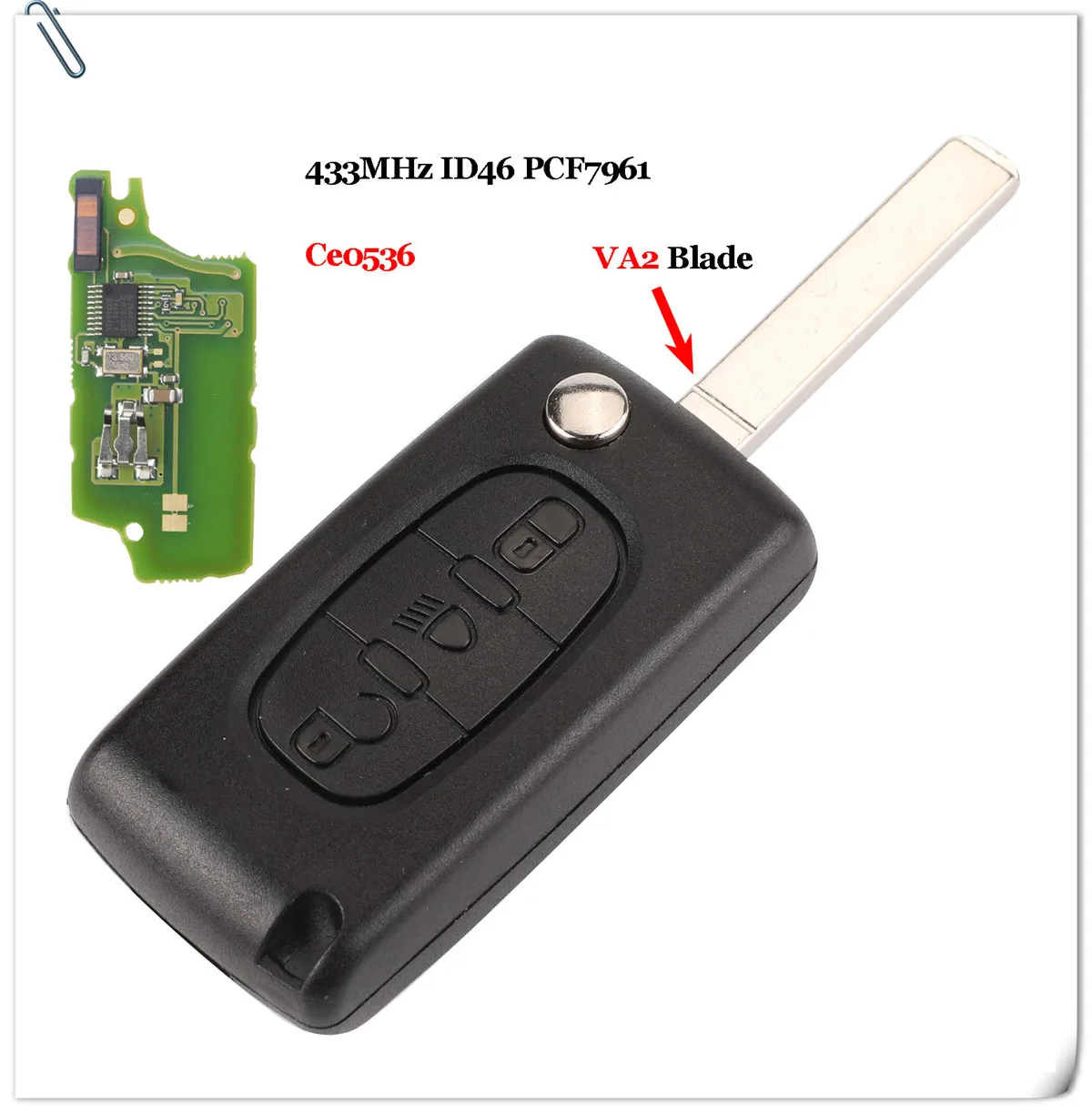 Bilchave 3 ButtonsCar дистанционный ключ VA2/HU83 лезвие для peugeot 407 307 308 607 Ce0523 Ce0536 ASK/FSK 433 МГц ID46