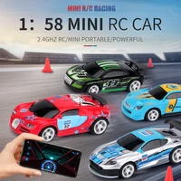 2 4g 158 mini rc remote control racing car with light 2 mode app control chargable multiplayer together vehicle cola can box