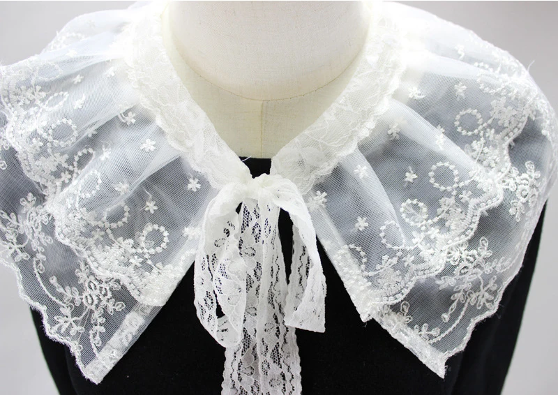 

2021 Lace Floral Hollow Fake Collars Shirt Blouse Detachable Collar for Women Neck Shawl Wrap False Collars Ladies Sweater Decor