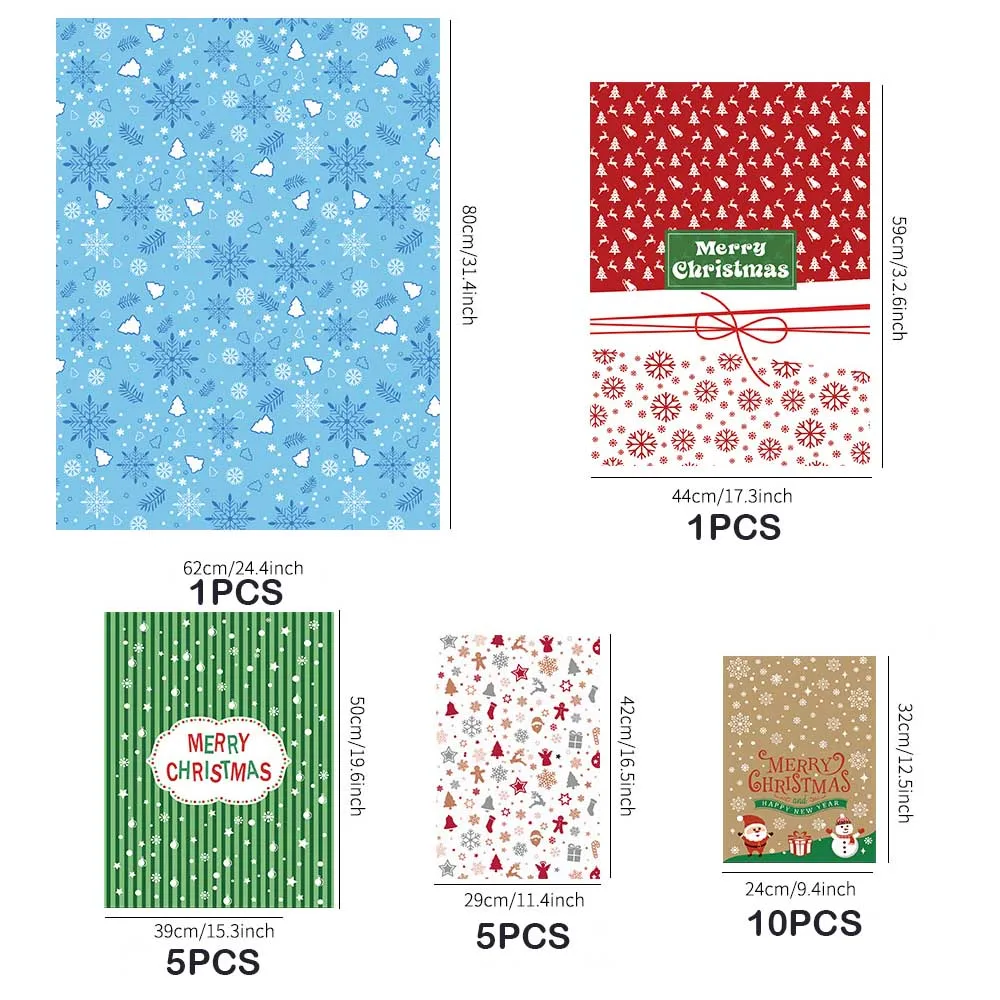 Behogar 22 шт Ассорти размер Рождественский Подарочный пакет пластиковые конфеты