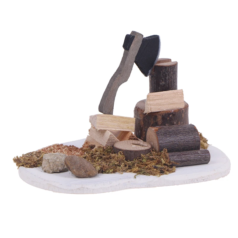 

11.5*9*7CM 1:12 Dollhouse Mini Wood Chopping Model Dollhouse Garden Scene Dollhouse Accessories