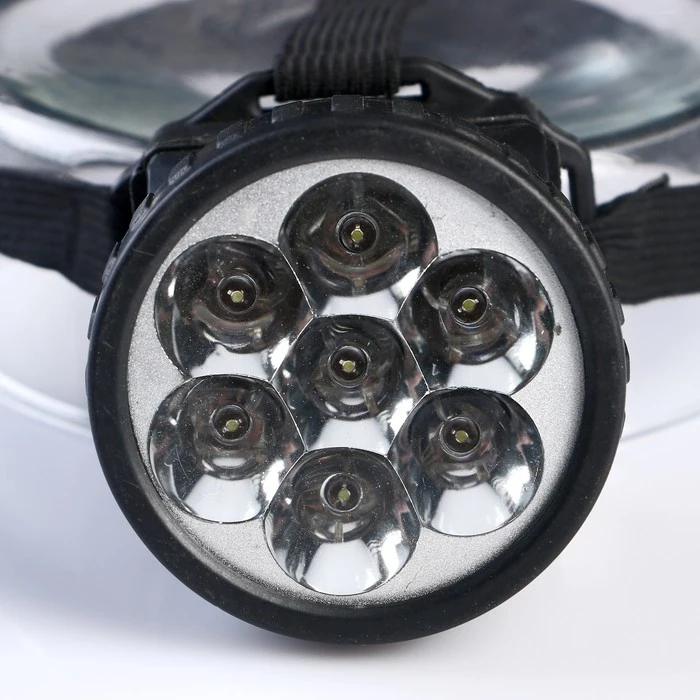 Фонарик налобный "Ночь" 7 LED 1 режим 3 АА 7.5х6.3 см | Освещение