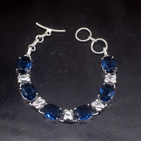 gemstonefactory jewelry big promotion single unique 925 silver glowing blue topaz lady women charm bracelet 19cm 20213287