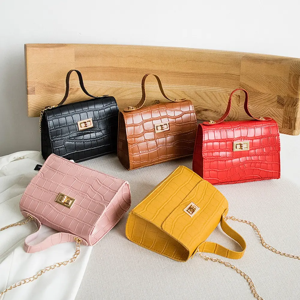 

PU Leather Chain Mobile Phone Shoulder Bags Simple Small Square Bag Women's Designer Handbag 2020 High Quality Bags Girls Gifts