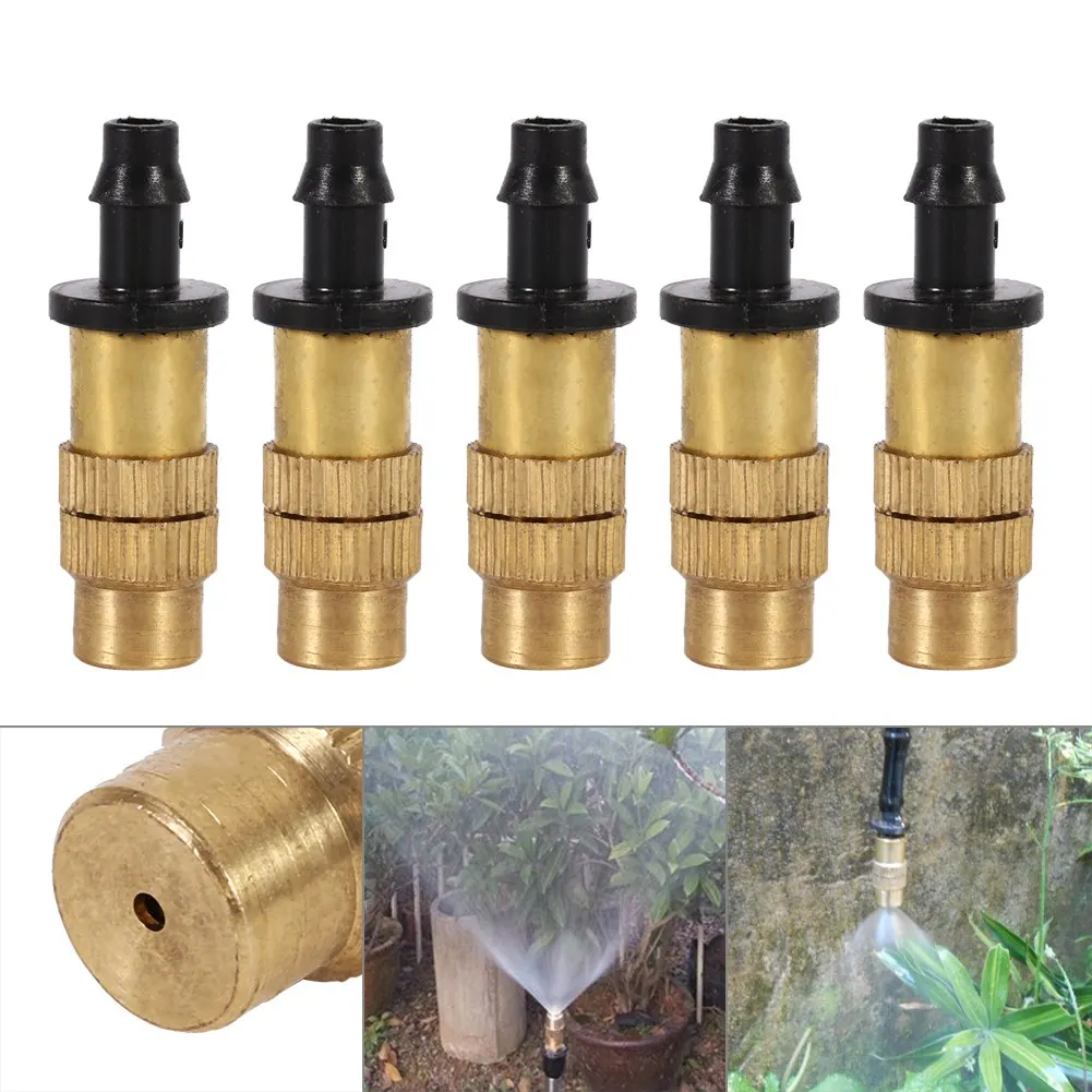 

5pcs Adjustable Brass Misting Spray Nozzle Atomizing Sprinkler For Garden Watering Irrigation Mounting Water Sprinkler