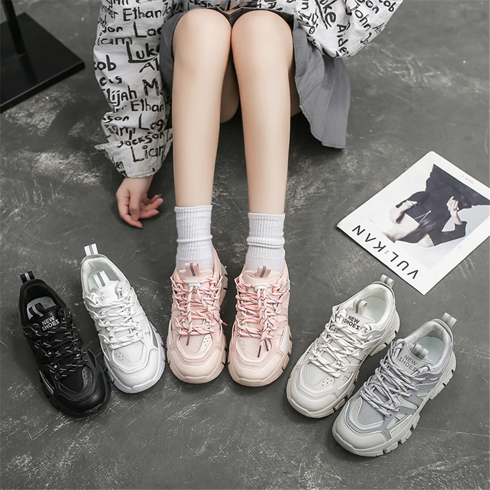

DEEZLA Sneakers Women Platform Spring Autumn Casual Shoes Vulcanized shoes for Woman Thick Bottom Female Lace Up Ladies Shoes 40