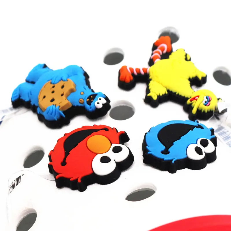 Hot sale 1pcs Shoe Decorations 3D Sesame Street Style Shoe Charm Elmo/Big Bird/Cookie Monster Shoe Accessories fit Kids Gifts