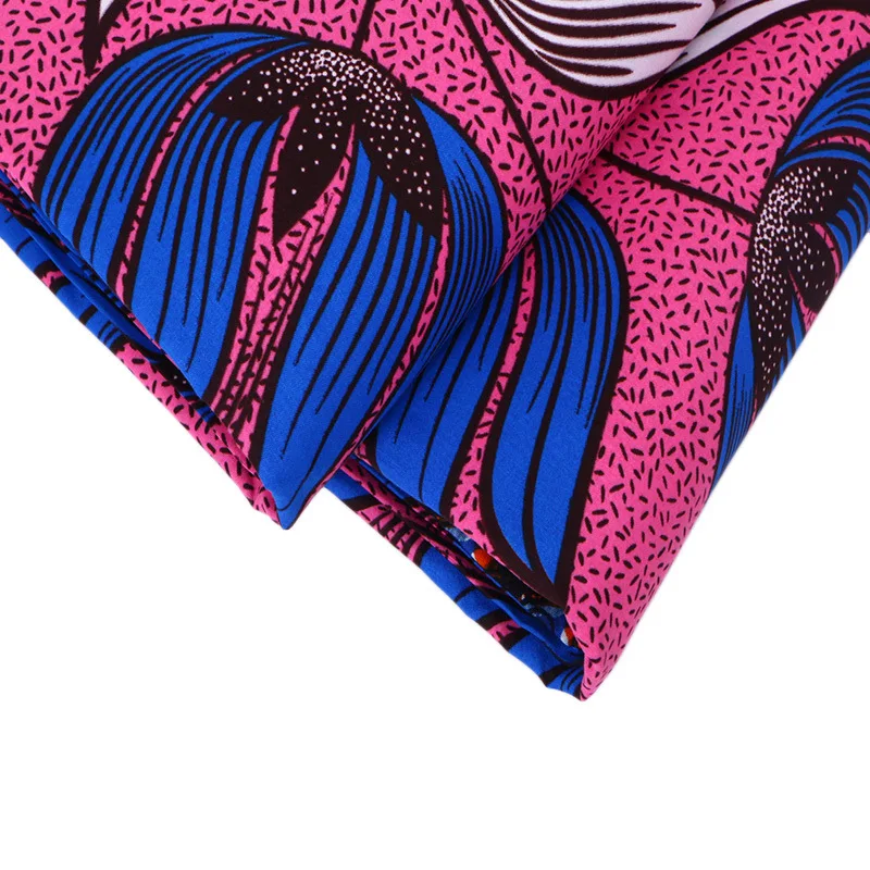 African Fabric Ankara Real Wax Veritable Blue Flowers Print Pink 6Yards | Аксессуары для одежды