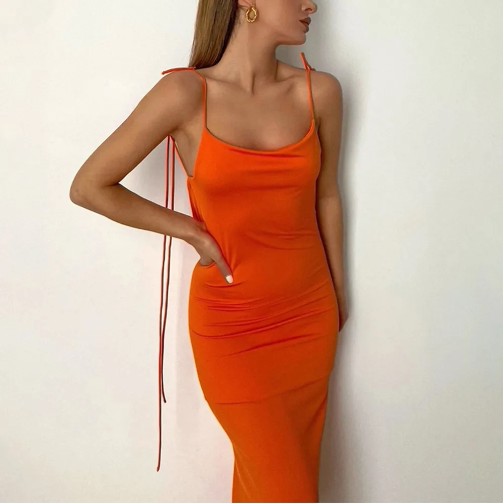 

Sexy Dress Ladies Sleeveless Draped Long Dresses Summer Thin Shoulder Strap Sexy Backless Suspender Club Beach Women Party Dress