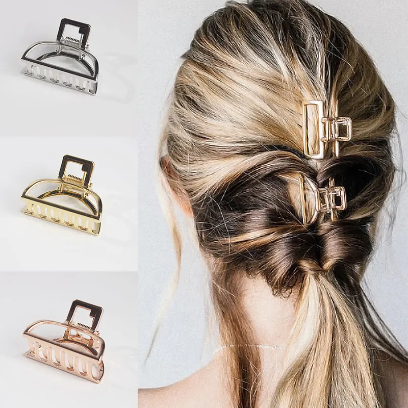 

Hair Claws Women Metal Geometric Hair Crab Moon Shape Hair Claw Clip Ewelry Simple Hollow Hairpins Ladies Hairgrip Headwear Gift