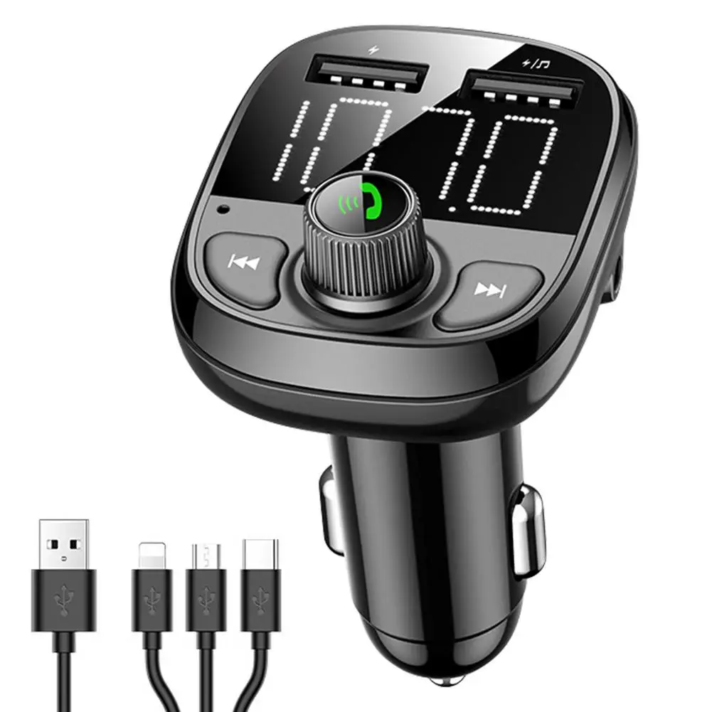 

Car Bluetooth5.0 FM Transmitter Wireless Adapter Mic Audio Receiver Auto MP3 Player Dual USB Fast Charger Car Accessories