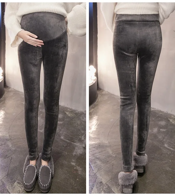 Зимние Леггинсы для беременных Толстая Регулируемая Талия бархатная линия