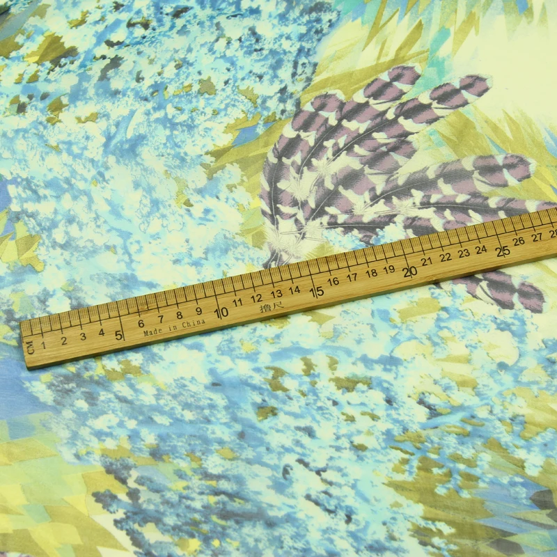 Перо и абстрактный принт 100% шелк шифон ткань чистый SCF114 | Дом сад
