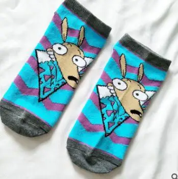 Современные носки с героями мультфильмов в стиле аниме Rocko's; Короткие повседневные летние женские носки с изображением собаки каваи; Милые Цветные Короткие носки из хлопка для пар - Цвет: 2