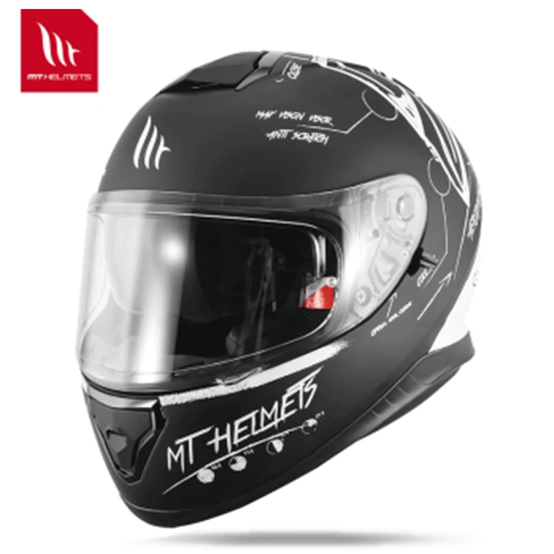 

Original MT Motorcycle Helmet Thunder 3SV GRAFFITI BLACK WHITE Motocross Full Face Helmet Motorcycle Accessories for Men Women