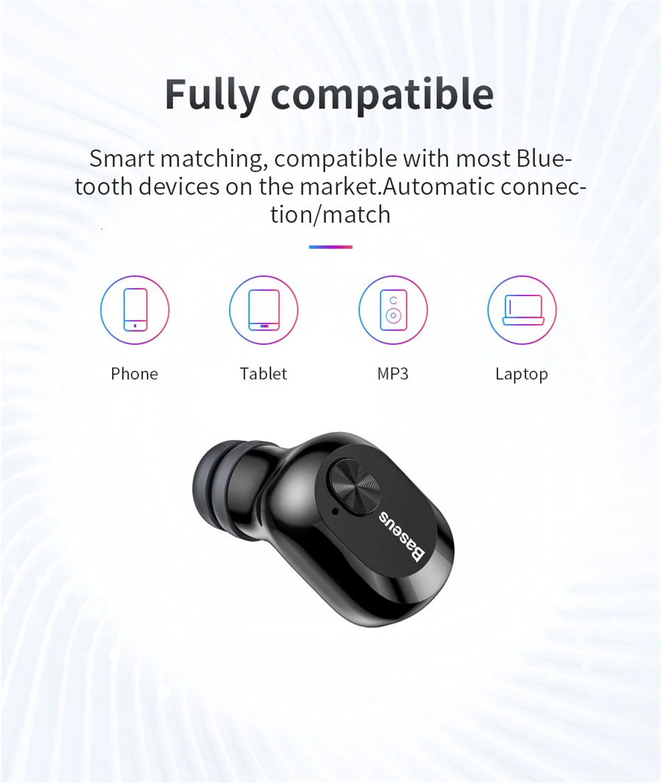 Baseus W01 TWS Bluetooth 5,0 настоящие беспроводные наушники, мини беспроводные наушники с микрофоном, гарнитура для Xiaomi iPhone