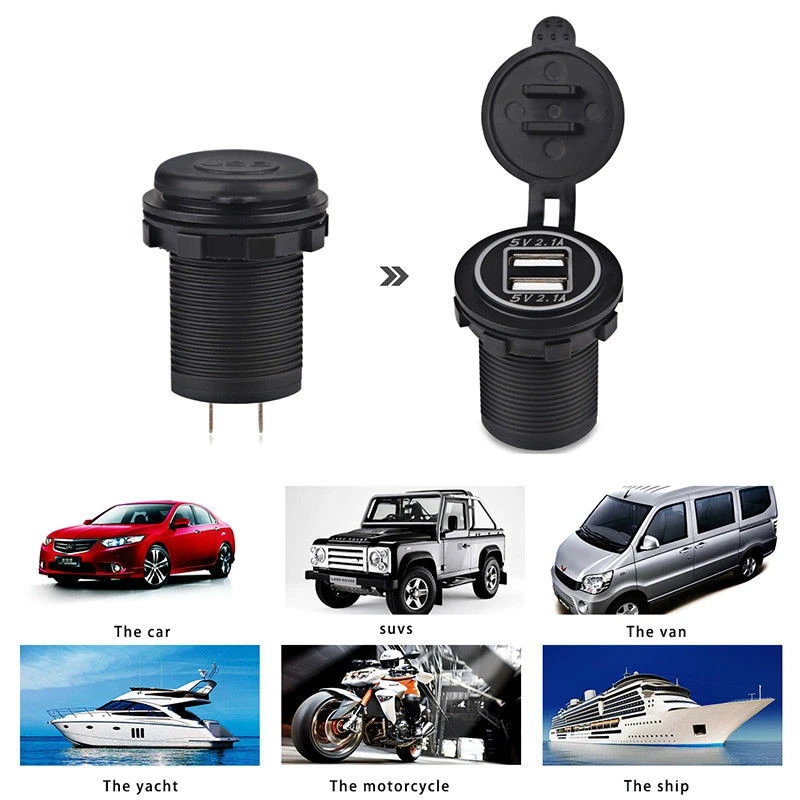 Зарядное устройство 2USB гнездо адаптера питание 5 В а для автомобиля мотоцикла