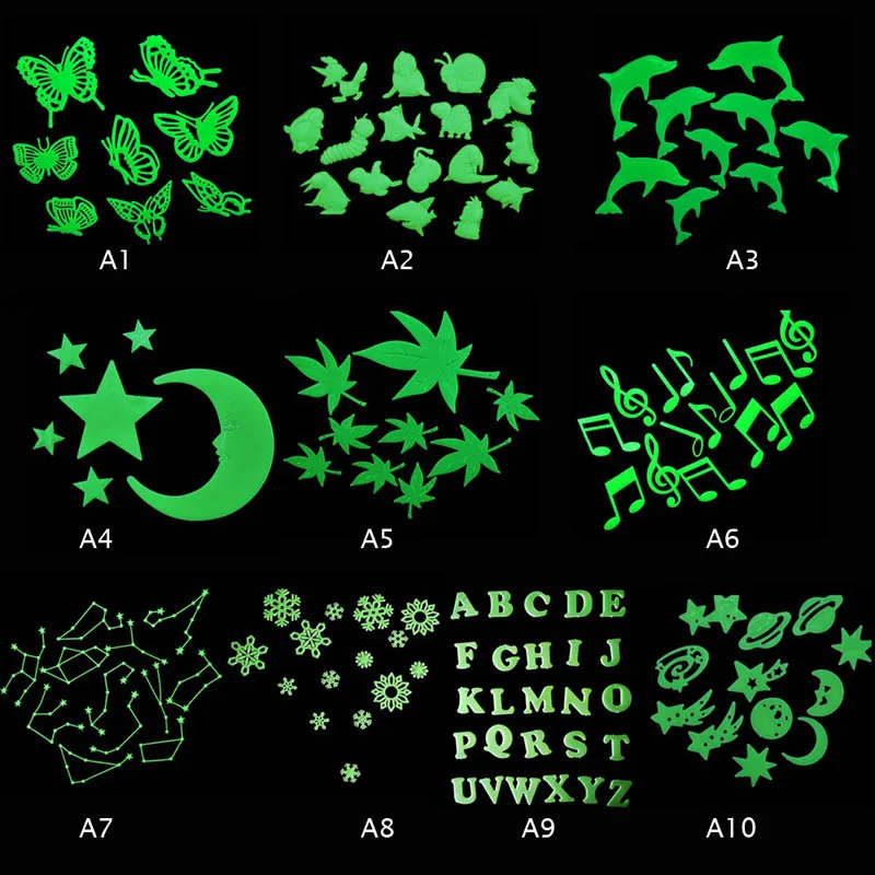 Plastic Decor Boys Girls Home Wall Glow In The Dark Stickers Decals Baby Bedroom Nursery Room SUPT BV789 | Дом и сад