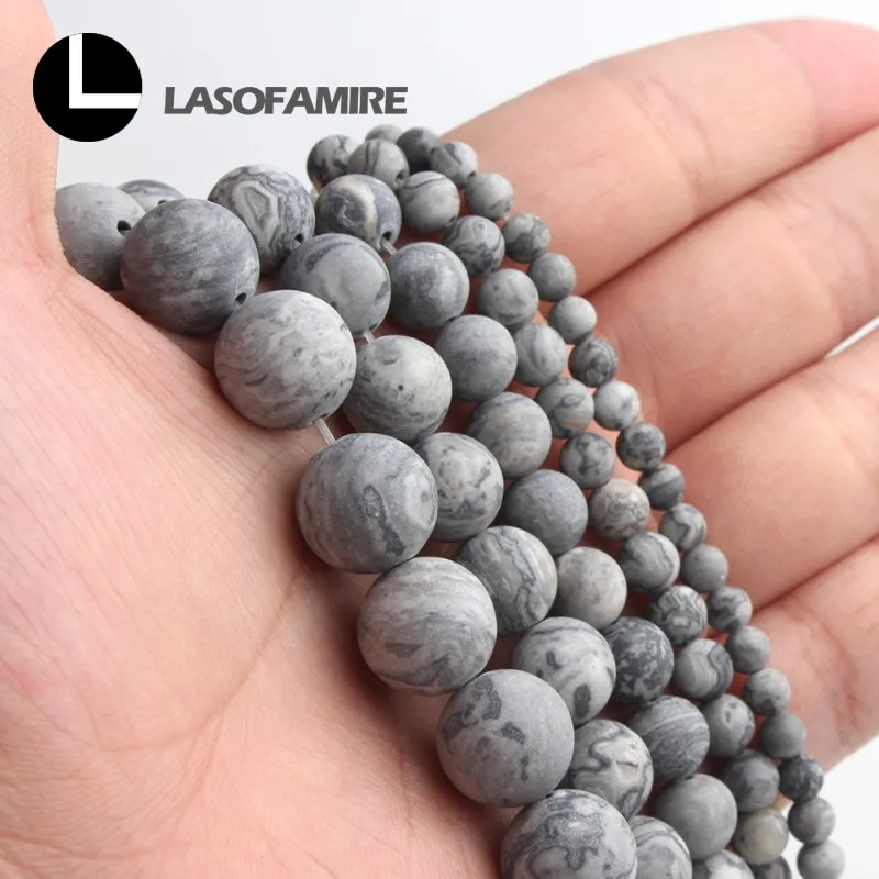 Натуральный серый матовый камень Jaspers круглые матовые блестящие разделители