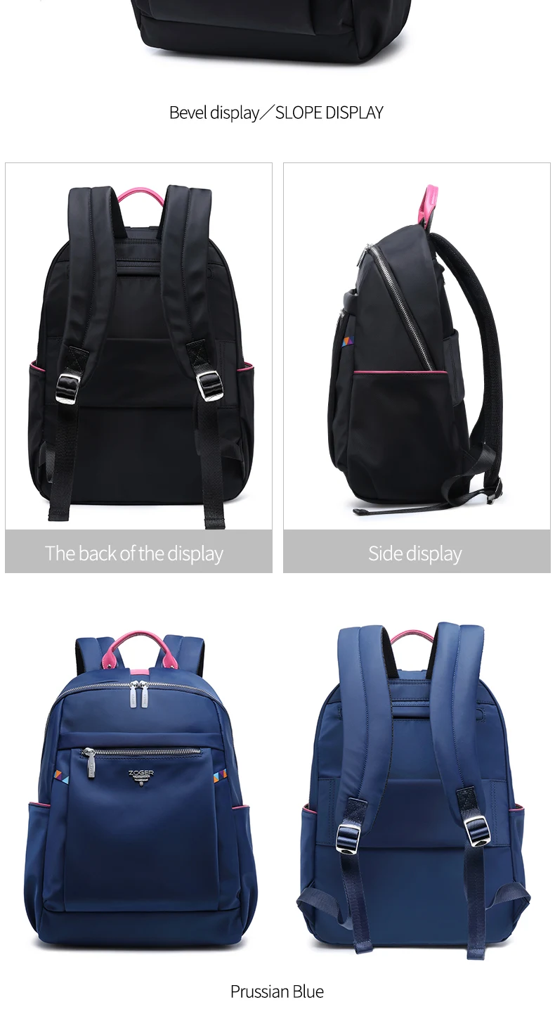 ZOGER travel shoulder high quality laptop bag Oxford canvas casual lady lightweight large capacity backpack for girls in their 2