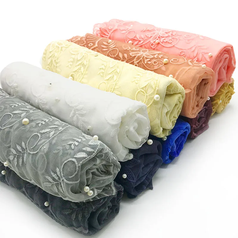

2021 designer muslim women lace hijab scarf islamic headscarf clothing india wrap head scarves foulard femme musulman