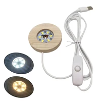 led night light wooden round base holder displaystand for crystals glass ball illumination lighting accessories handicraft decor