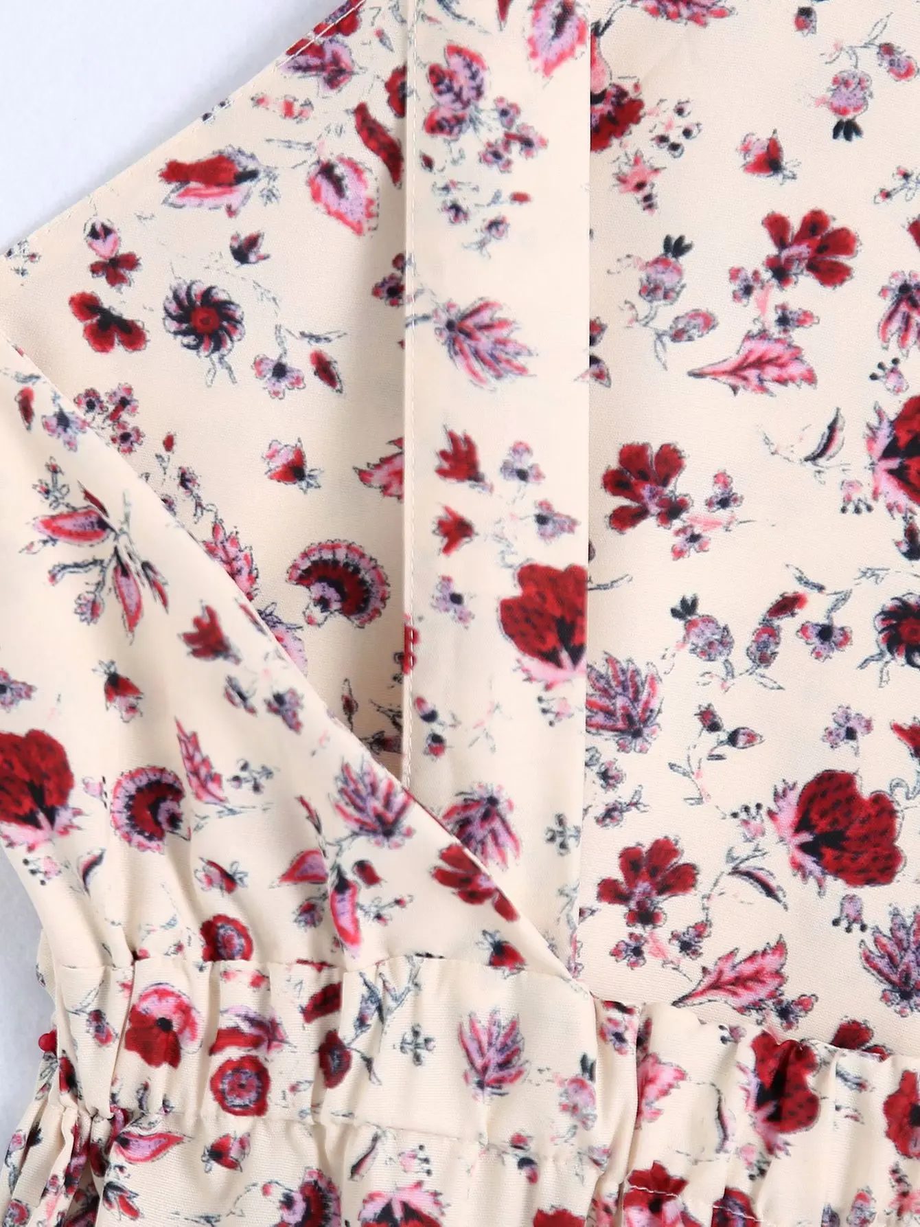 

Sexy One-Line Neck Sleeveless Backless Floral Print Women Rompers Vintage Waist Temperament Chic Female Loose Jumpsuit