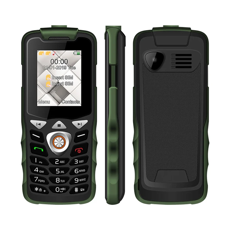 Black Green UNIWA W2026 2G GSM кнопочный Ключ сотовый телефон с функцией телефона светодиодный фонарик две sim-карты для пожилых детей мини-телефон разблокирован - Цвет: Black Green
