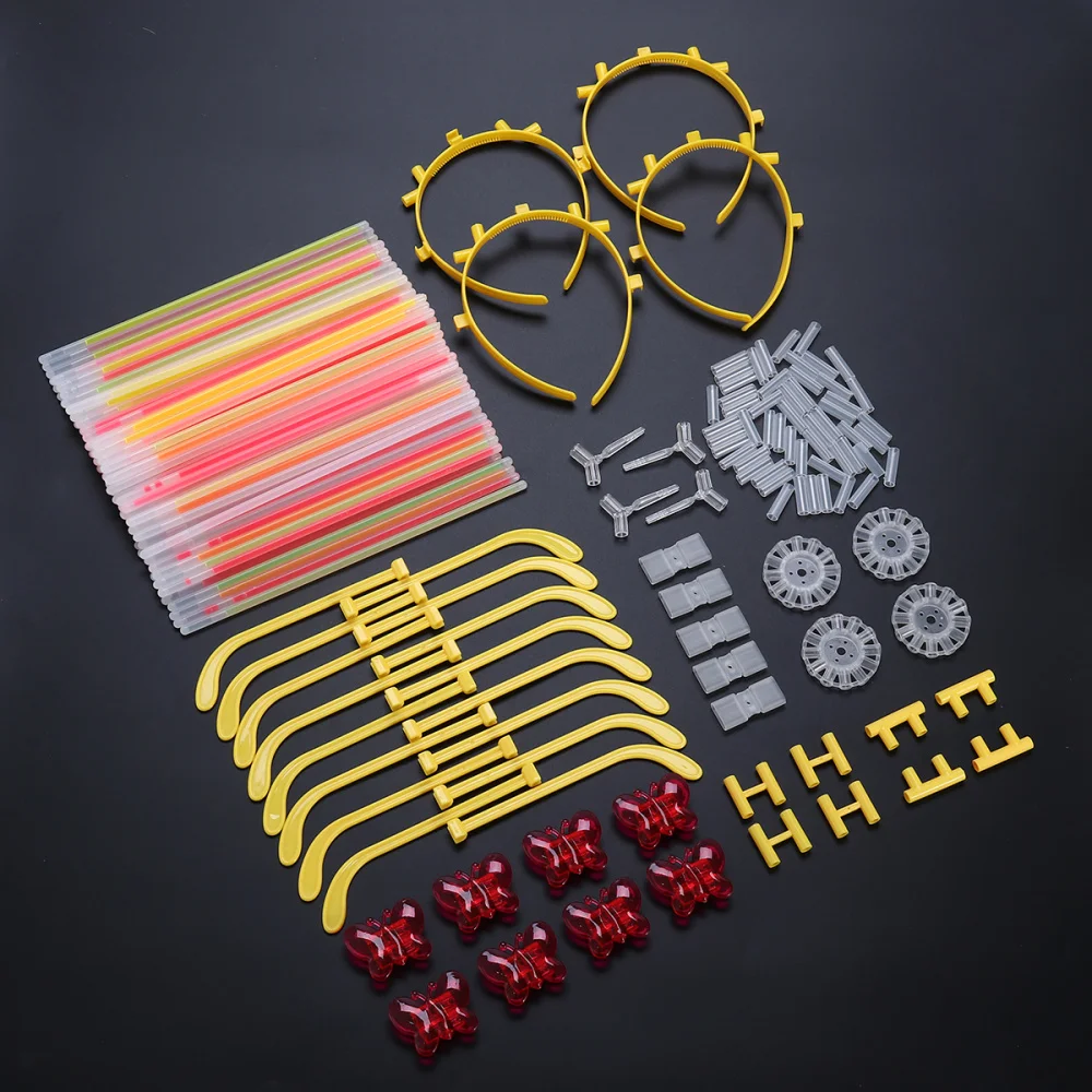 

BESTOYARD 100 Pcs Multi-color Fluorescent Light Sticks Glasses Headbands Glow Sticks Fluorescent Bracelets Necklaces Set for Fes