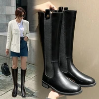 long boots womens 2020 new style but knee thin and thin boots small fragrant wind high tube flat bottomed knight boots women