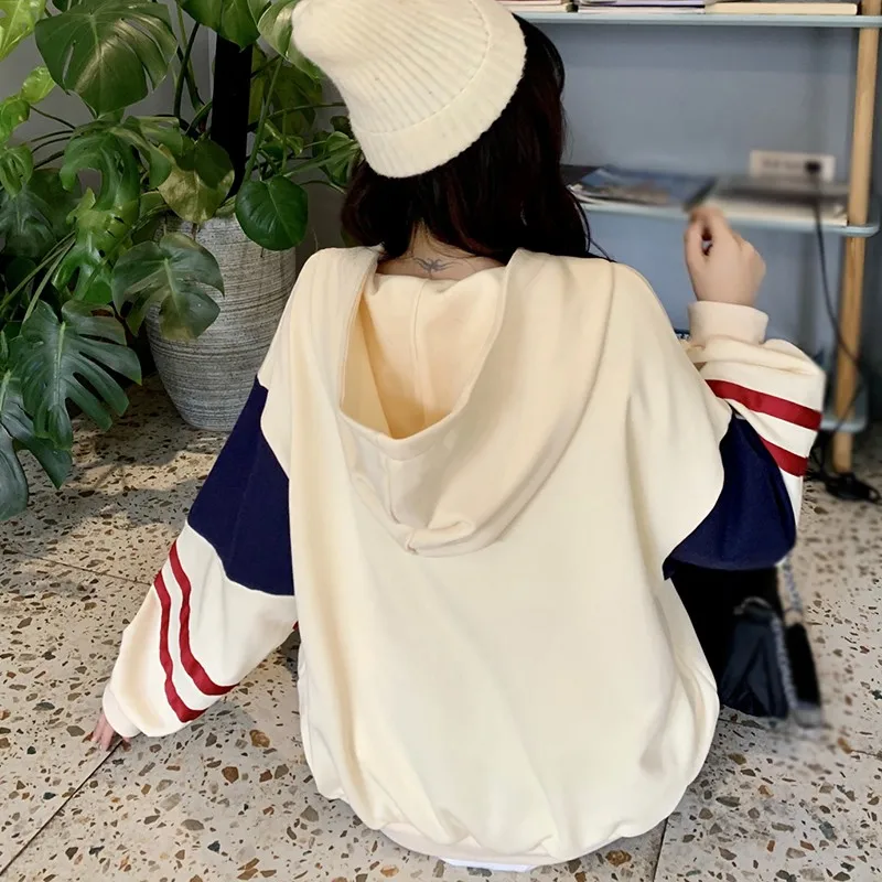 

Long-Sleeved Hooded Coat Spring Autumn Women's Korean Style Fashion Loose Casual Thin Wild Tops Coat