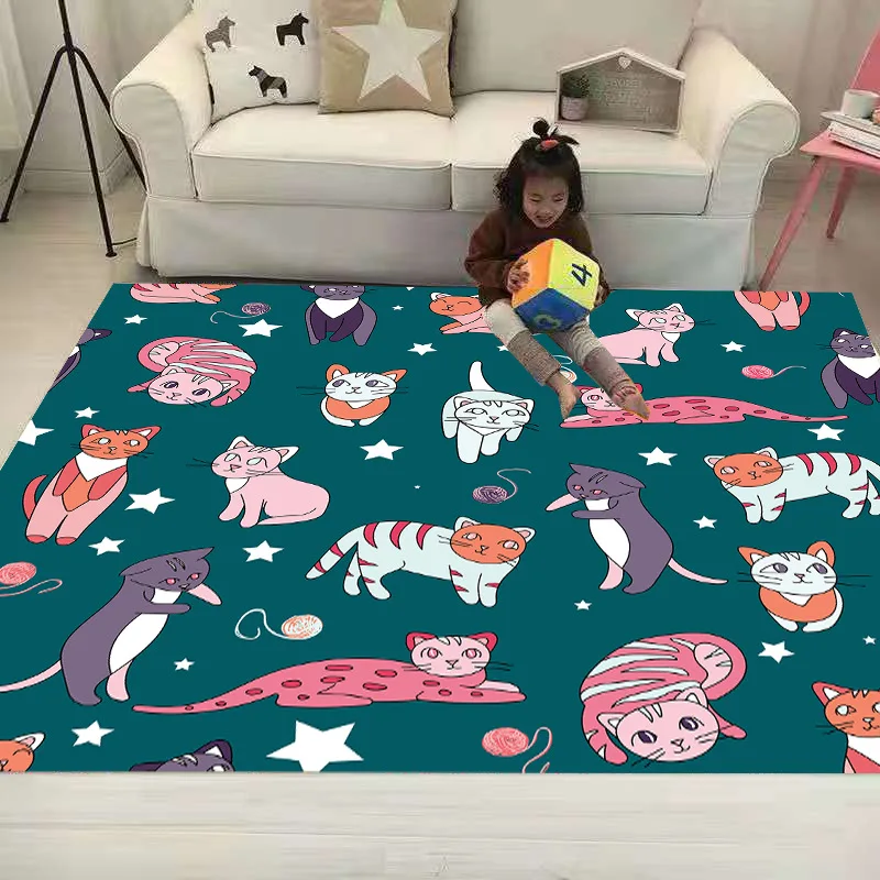 

Funny Animal Cat Rug Soft Flannel 3D Printed Rugs Parlor Mat Area Rugs Anti-slip Large Carpet Rug Living Room Decor 02