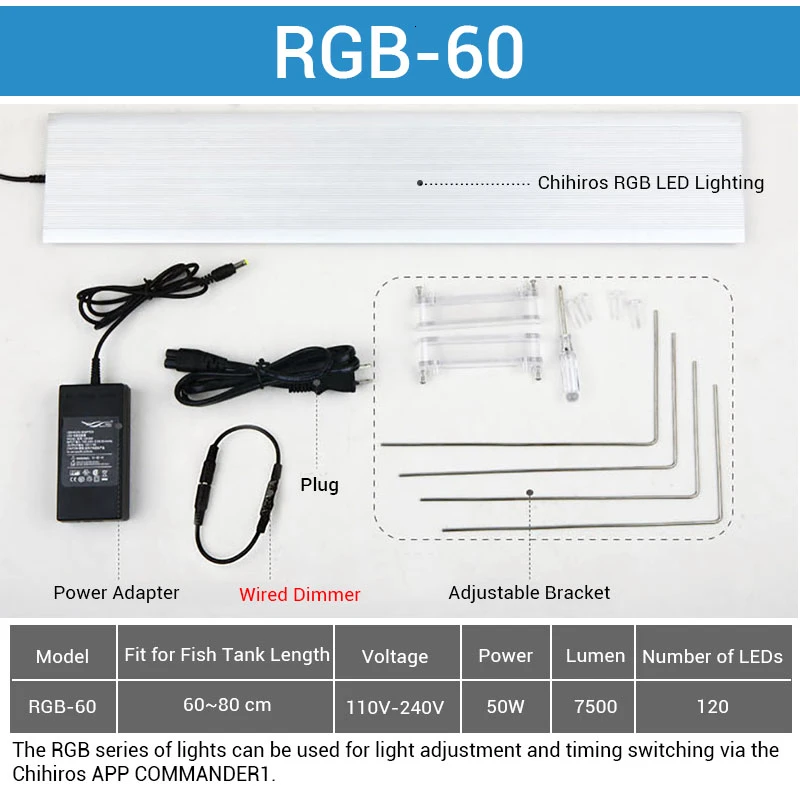 Chihiros RGB аквариумный светодиодный светильник ing светильник лампа Белый Синий Красный Регулируемый цвет крышка приспособление свежая рыба растение аквариум - Color: RGB 60