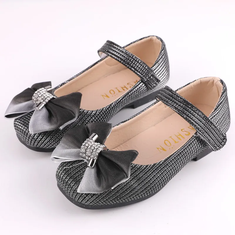 Детские кожаные туфли с бантом вечерние принцессы для девочек девочек|Кожаная