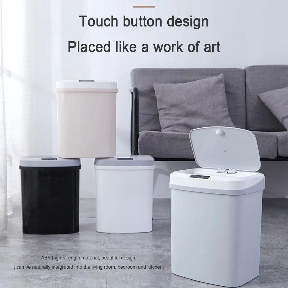

Automatic Intelligent Trash Can Bathroom Rectangular Sensory Bucket Garbage Waste Bin Sensor Home Living Touch Rubbish Storage